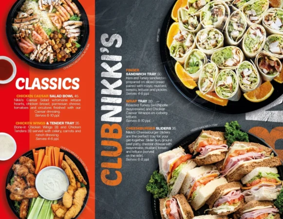 Nikki's printed catering menu page 1