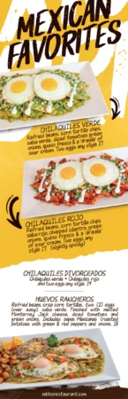 Nikki's printed Mexican Favorites menu