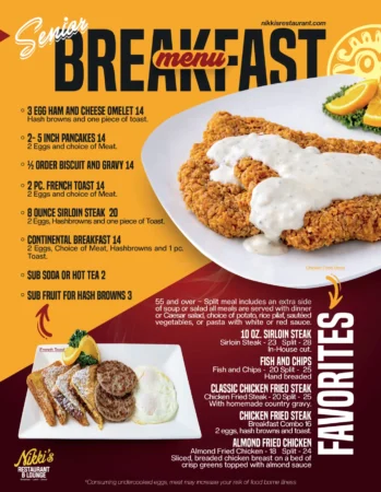 Nikki's printed senior menu