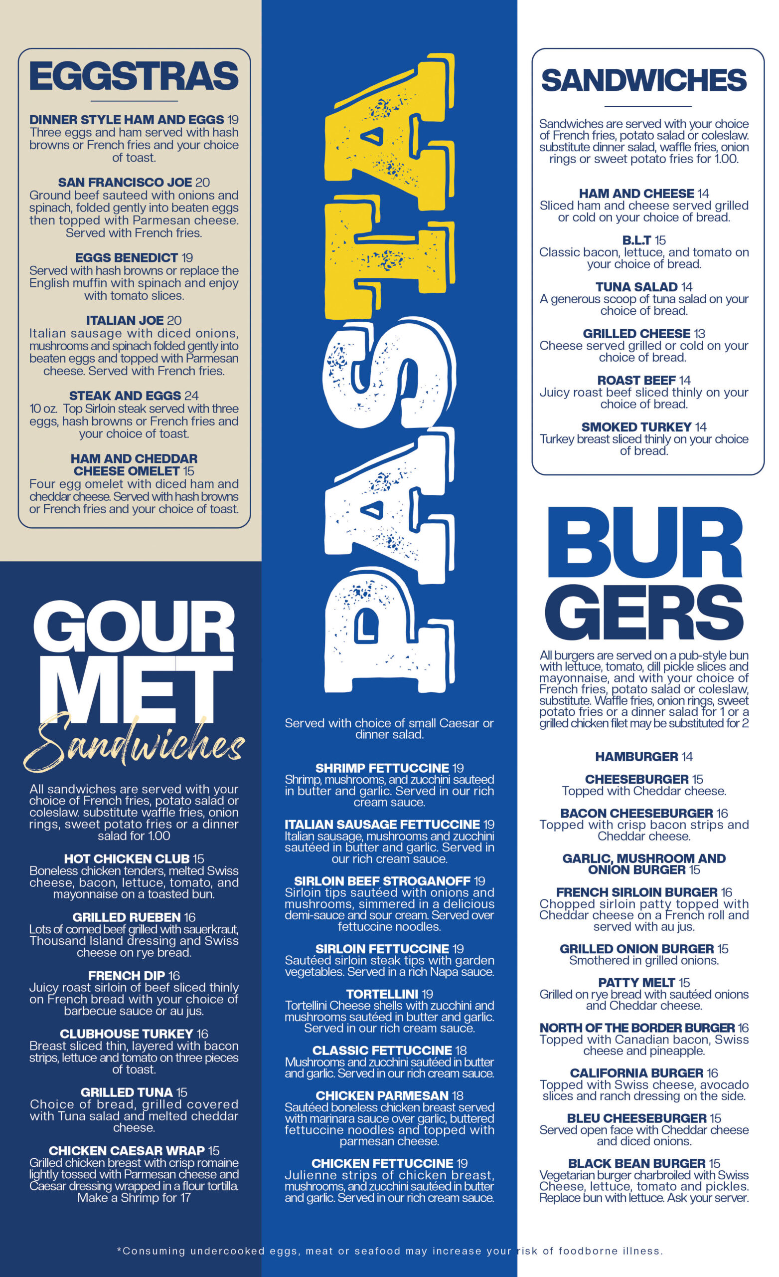 Nikki's printed lunch menu, page 2